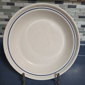 Classic White Dinner Plate with Blue Trim